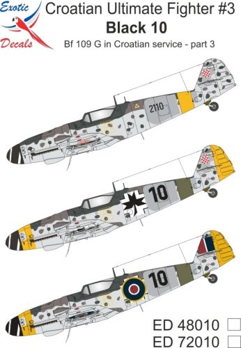 Przejdź do produktu Exotic Decals 48010 - 1:48 Croatian Ultimate Fighter #3 - Black 10 - Bf 109 G in Croatian service - part 3