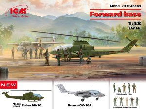 ICM 48303 - 1:48 Forward base Cobra AH-1G + Bronco OV-10A with US Pilots & Ground Personnel and US Helicopter Pilots