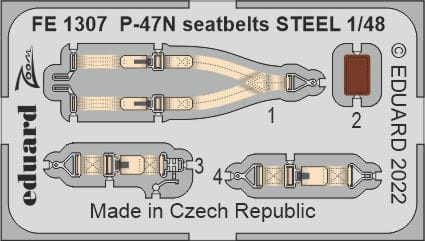 Przejdź do produktu Eduard FE1307 - 1:48 P-47N seatbelts - Steel