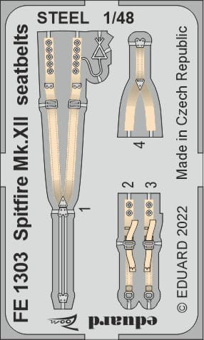 Przejdź do produktu Eduard FE1303 - 1:48 Spitfire Mk.XII seatbelts - Steel