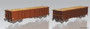 PIKO 58235 H0 - Zestaw 2 wagonów towarowych Eaos DB AG z ładunkiem drewna