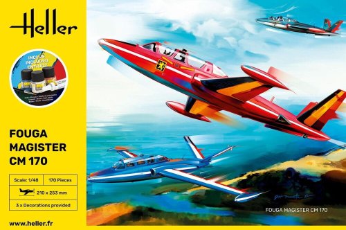 Przejdź do produktu Heller 35510 - 1:48 Fouga Magister CM 170 model z farbami