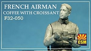 Copper State Models CSM F32050 - 1:32 French Airman Coffee With Croissant WWI Figures