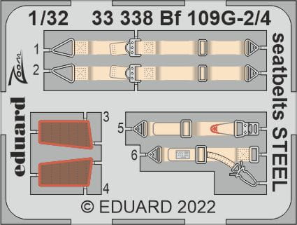 Przejdź do produktu Eduard 33338 - 1:32 Bf 109G-2/4 seatbelts - Steel