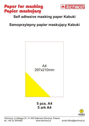 Przejdź do produktu Techmod 10202 - Samoprzylepny Papier Maskujący Kabuki A4 5 szt.