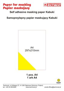 Techmod 10201 - Samoprzylepny Papier Maskujący Kabuki A4 1 szt.