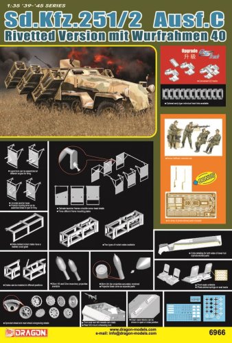 Przejdź do produktu Dragon 6966 - 1:35 Sd.Kfz.251 Ausf.C Rivetted Version mit Wurfrahmen 40