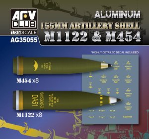 AFV Club AG 35055 - 1:35 Aluminum 155 mm Artillery Shell M1122 & M454