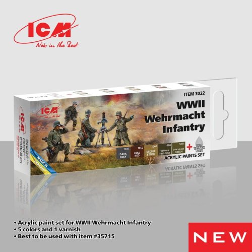 Przejdź do produktu ICM 3022 - Zestaw farb WWII Wehrmacht Infantry