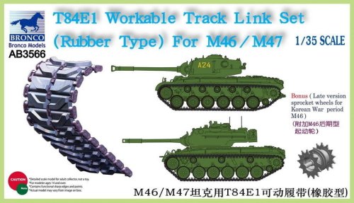 Przejdź do produktu Bronco AB 3566 - 1:35 T84E1 Workable Track Link Set (Rubber Type) For M46/M47