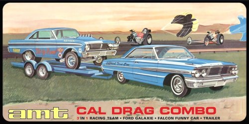 Przejdź do produktu AMT 1223 - 1:25 Cal Drag Combo 1964 Ford Galaxie & Falcon & Trailer