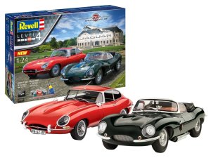 Revell 05667 - 1:24 Jaguar 100th Anniversary Jaguar XK-SS & E-Type model z farbami