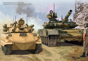 Amusing Hobby 35A053 - 1:35 Russian Main Battle Tank T-90A & Uran-9