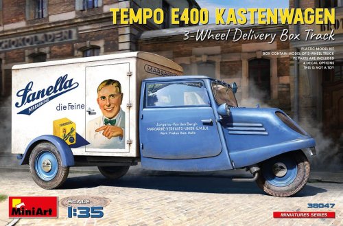 Przejdź do produktu Miniart 38047 - 1:35 Tempo E400 Kastenwagen 3-wheel Delivery Box Track