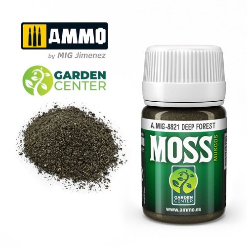 Przejdź do produktu Ammo Mig 8821 - Posypka roślinna do makiet Deep Forest Moss 35 ml