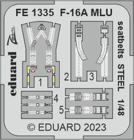 Przejdź do produktu Eduard FE1335 - 1:48 F-16A MLU seatbelts - Steel