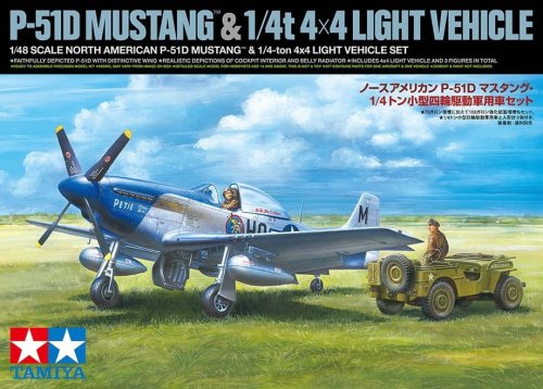 Przejdź do produktu Tamiya 25205 - 1:48 North American P-51D Mustang & 1/4-ton 4x4 Light Vehicle Set