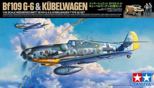 Przejdź do produktu Tamiya 25204 - 1:48 Messerschmitt Bf109 G-6 & Kubelwagen Type 82 Set