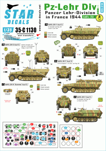 Przejdź do produktu STAR DECALS 35-C1130 - 1:35 Panzer-Lehr Division # 3. Pz-Lehr Sdkfz 251 halftracks in France 1944.