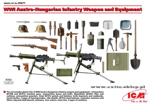 Przejdź do produktu ICM 35671 - 1:35 WW I Austro-Hungarian Infantry Weapon and Equipment