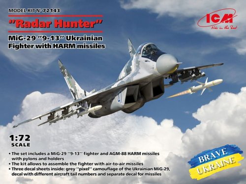 Przejdź do produktu ICM 72143 - 1:72 Radar Hunter MiG-29 9-13 Ukrainian Fighter with HARM Missiles