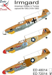 Exotic Decals 72014 - 1:72 Irmgard - American Gustav in Tunisia - captured Me 109G-2 W.Nr.10605