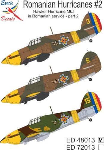 Przejdź do produktu Exotic Decals 48013 - 1:48 Romanian Hurricanes #2 - Hawker Hurricane Mk.I in Romanian service - part 2