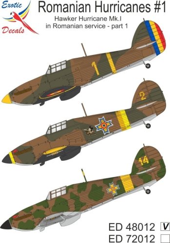 Przejdź do produktu Exotic Decals 48012 - 1:48 Romanian Hurricanes #1 - Hawker Hurricane Mk.I in Romanian service - part 1
