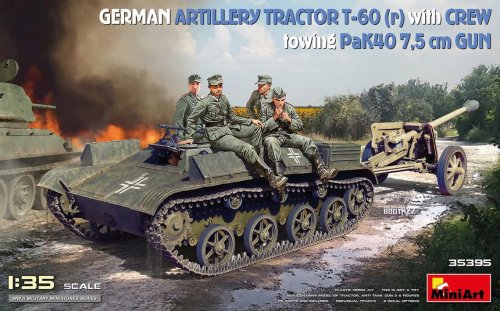 Przejdź do produktu Miniart 35395 - 1:35 T-60 (r) German Artillery Tractor with Crew towing PaK40 7,5 cm Gun