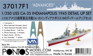 Pontos 37017F1 - 1:350 USS CA-35 Indianapolis 1945 Detail up set for Academy Advanced