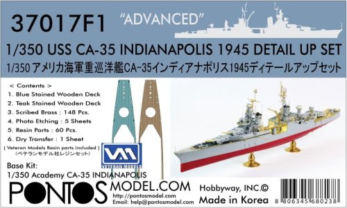 Przejdź do produktu Pontos 37017F1 - 1:350 USS CA-35 Indianapolis 1945 Detail up set for Academy Advanced