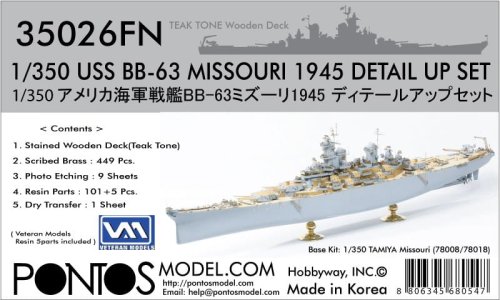 Przejdź do produktu Pontos 35026FN - 1:350 USS BB-63 Missouri 1945 Detail up set Teak Tone