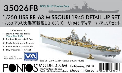 Przejdź do produktu Pontos 35026FB - 1:350 USS BB-63 Missouri 1945 Detail up set 20B Deck Blue