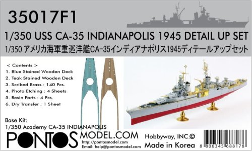 Przejdź do produktu Pontos 35017F1 - 1:350 USS CA-35 Indianapolis 1945 Detail up set for Academy