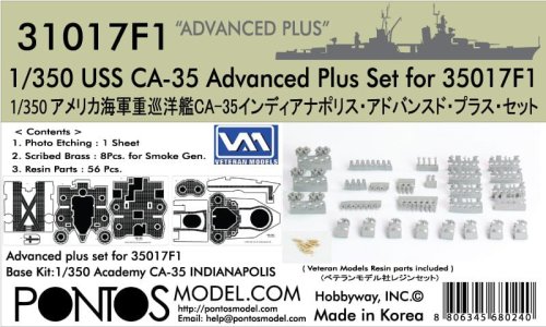 Przejdź do produktu Pontos 31017F1 - 1:350 USS CA-35 Indianapolis Advanced Plus Set for 35017F1