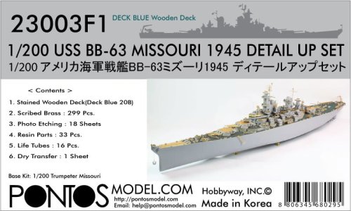 Przejdź do produktu Pontos 23003F1 - 1:200 USS BB-63 Missouri 1945 Detail up set 20B Deck Blue deck