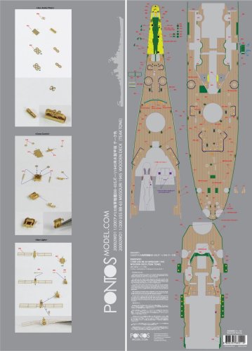 Przejdź do produktu Pontos 20002WD1 - 1:200 USS BB-63 Missouri Wooden deck 1945 Teak tone