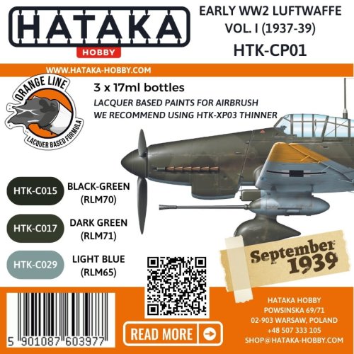 Przejdź do produktu Hataka CP01 - Zestaw farb Early WW2 Luftwaffe Vol. I 1937-39