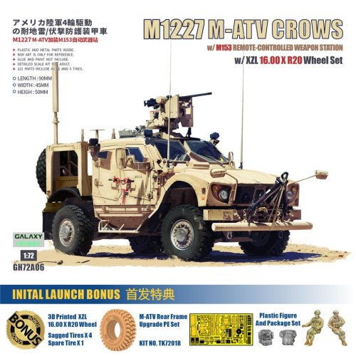 Przejdź do produktu Galaxy Hobby GH72A06 - 1:72 M1227 M-ATV CROWS w/ Remote Weapon System XZL 16 X R20 Wheel Set
