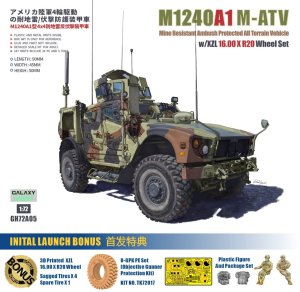 Galaxy Hobby GH72A05 - 1:72 M1240A1 M-ATV MRAP Vehicle w/ XZL 16 X R20 Wheel Set