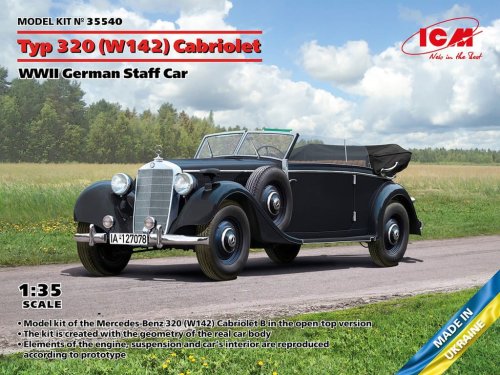 Przejdź do produktu ICM 35540 - 1:35 Typ 320 (W142) Cabriolet WWII German Staff Car