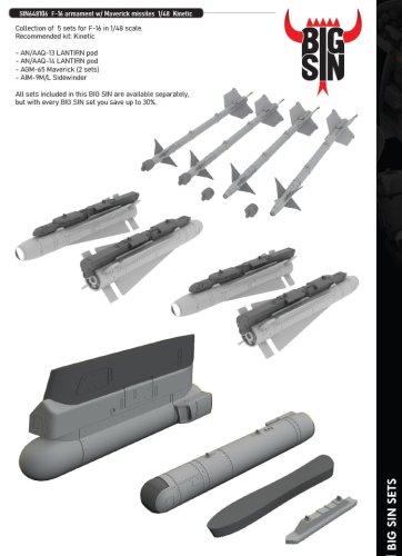 Przejdź do produktu Eduard SIN648106 - 1:48 F-16 armament w/ Maverick missiles