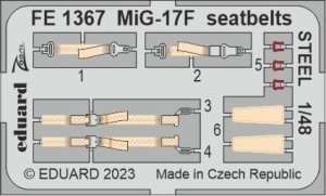 Eduard FE1367 - 1:48 MiG-17F seatbelts - Steel