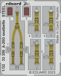 Eduard 33356 - 1:32 A-20G seatbelts - Steel