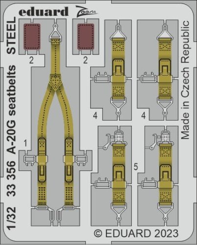 Przejdź do produktu Eduard 33356 - 1:32 A-20G seatbelts - Steel