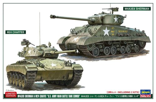 Przejdź do produktu Hasegawa 30068 - 1:72 M4A3E8 Sherman & M24 Chaffee U.S. Army Main Battle Tank Combo