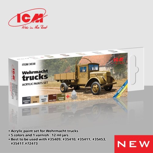 Przejdź do produktu ICM 3038 - Zestaw farb Wehrmacht Trucks