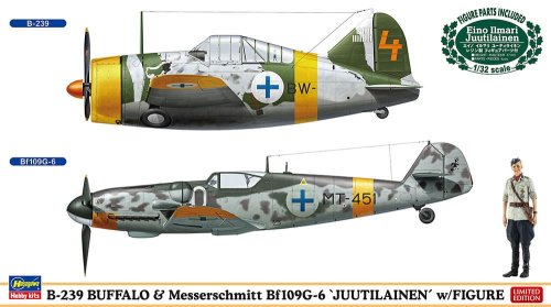 Przejdź do produktu Hasegawa 02439 - 1:72 P-239 Buffalo & Messerschmitt Bf109G-6 Juutilainen w/Figure