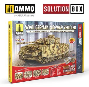Ammo Mig 7727 - Zestaw chemii WWII German Mid-War Vehicles Colors and Weathering System Solution Box