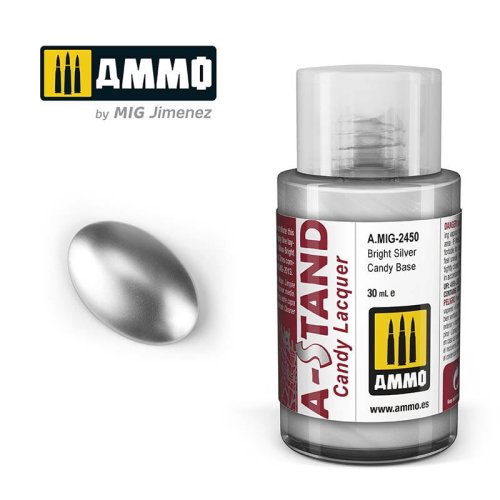 Przejdź do produktu Ammo Mig 2450 - Farba A-Stand Bright Silver Candy Base 30 ml